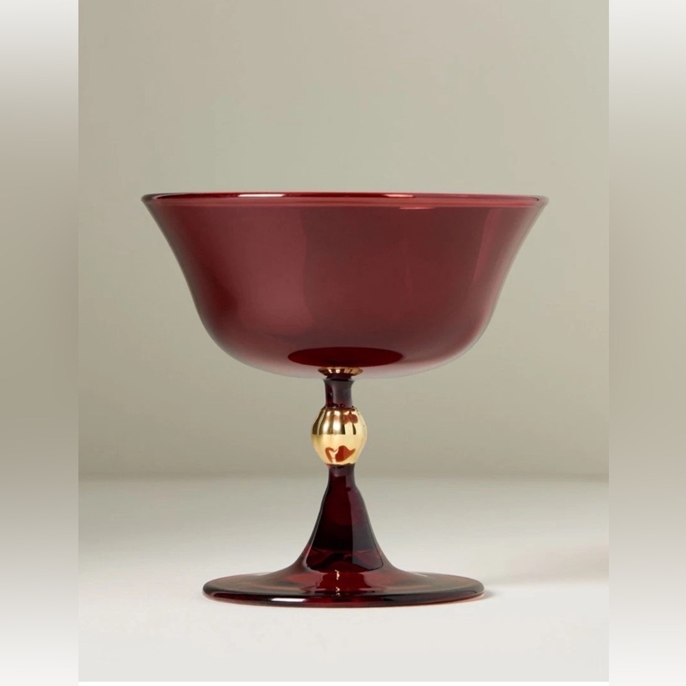 Anthropologie Catherine Martin Set/4 RED Coupe Glasses - Picture 4 of 8